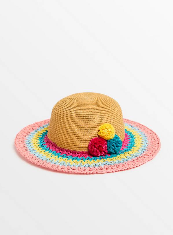 Bright Brim Straw Floppy Hat  1-2 years